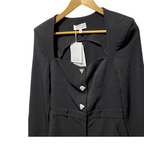 & Other Stories Padded Shoulder Sweetheart Neckline Jumpsuit Black - Picture 8 of 8